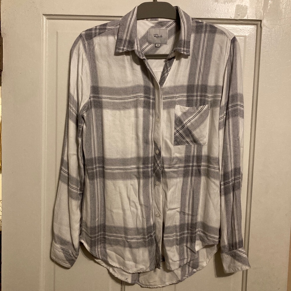 Rails Hunter Button Down In Ash Cinder Xs White B… - image 1